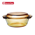 Casserole en verre haute borosilicate ambre avec couvercle en verre